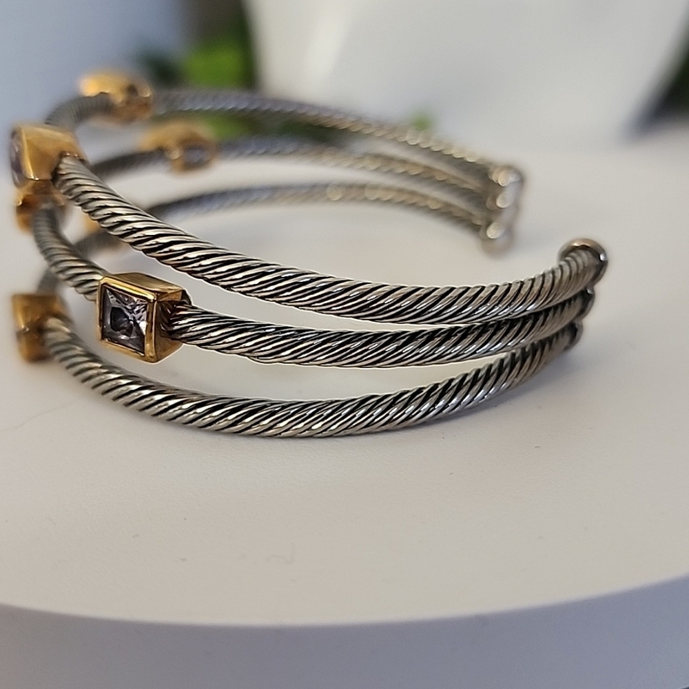 Classic Cable Bracelet Stack Style With Amethyst … - image 4